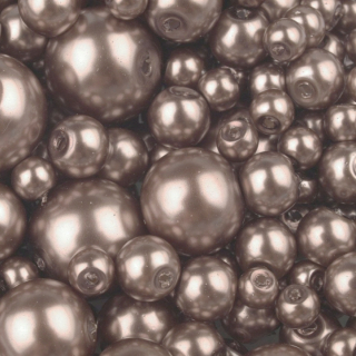 Mix - voskované perly - pr. 4 - 12 mm - tm. béžová - 50g
