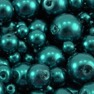 Mix - voskované perly - pr. 4 - 12 mm - smaragdová - 50g