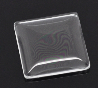 Sklenený kabošon štvorec - 30x30 mm - crystal - 1 kus