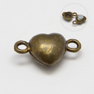 Magnetické zapínanie srdce - 18x10 mm - starobronz