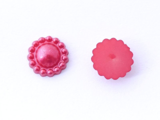 Plastový kabošon kvet - pr. 11 mm - tm. ružová - 10 ks