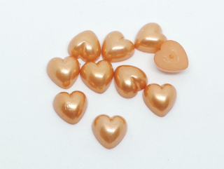Plastový kabošon srdce - pr. 10,5 mm - oranžová - 10 ks