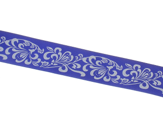 Saténová stuha s ornamentami - 25 mm - modrá - 1 m