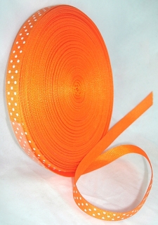 Ripsová stuha s bodkami - 10 mm - oranžová - 1 m