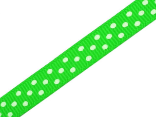 Ripsová stuha s bodkami - 10 mm - zelená - 1 m