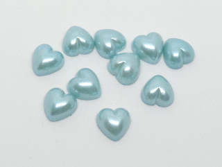 Plastový kabošon srdce - pr. 10,5 mm - modrá - 10 ks