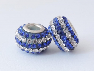 Pandora style - korálka s kamienkami - tm. modrá- 1 ks