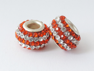 Pandora style - korálka s kamienkami - oranžová - 1 ks