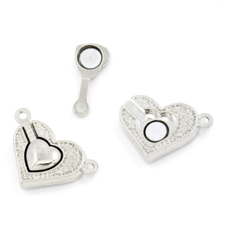 Magnetické zapínanie srdce - 25x16 mm - platina
