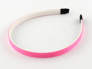 Plastová čelenka s ripsovou stuhou - 10 mm - ružová - 1ks