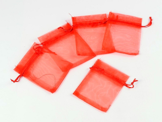 Darčekové vrecúško z organzy - cca 7 x 9 cm - červená - 1ks