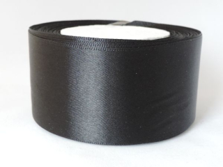 Saténová stuha - 100% nylon - 50 mm - čierna A040 - 1 m