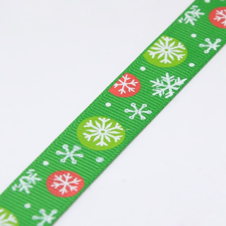 Ripsová stuha - vianočná - 9 mm - zelená - 1 m