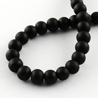 Sklenené matné korálky - 4 mm - čierna - 20 ks