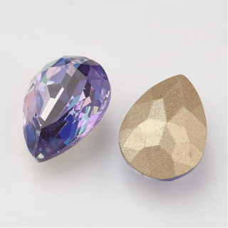 Sklenený kabošon - kvapka - 10x14 mm - fialová - 1 ks