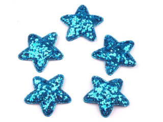 Vianočná hviezda s flitrami - pr. 33 mm - modrá - 1 ks