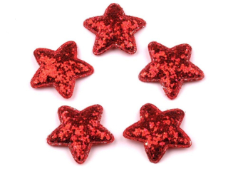 Vianočná hviezda s flitrami - pr. 33 mm - červená - 1 ks