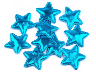 Vianočná textilná hviezda - pr. 33 mm - modrá - 1 ks