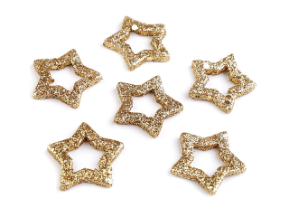 Vianočné penové hviezdy s glitrami - pr. 33 mm - zlatá - 1 ks