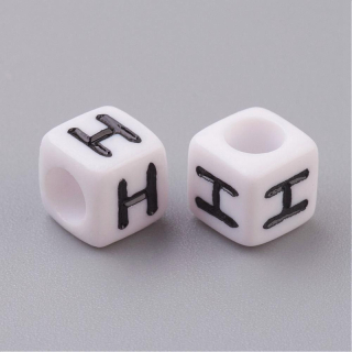 Korálka písmeno  6x6 mm - "H" - 1 ks