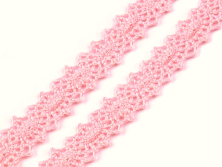Čipka bavlnená - šírka 12 mm - ružová - 1 m