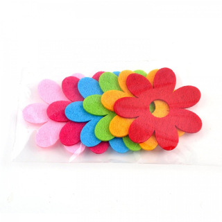 Filcový výsek - kvety - priemer 6 cm - 1bal./6 ks