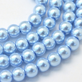 Voskované perly 8mm - modrá - 10 ks