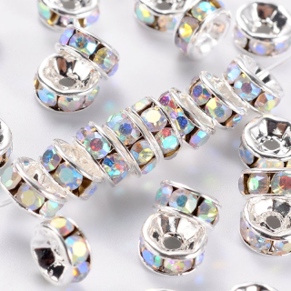 Šatónová rondelka 6mm - crystal AB - 1 ks