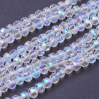 Brúsené korálky - priemer 4 mm - crystal AB - 10 ks