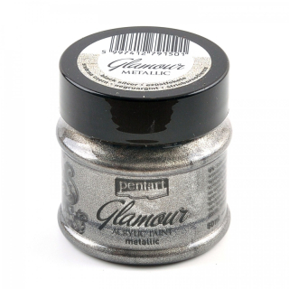 Akrylová farba - Glamour Metallic - strieborno-čierna - 50 ml