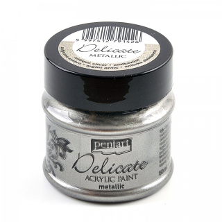 Akrylová farba - Delicate Metallic - antická strieborná - 50 ml