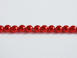Voskované perly 4mm - červená -10 ks