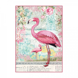 Ryžový papier - A4 - Pink flamingo