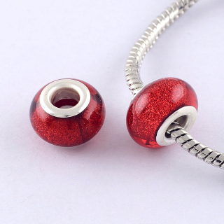 Pandora style - plastová korálka - červená - 1 ks 