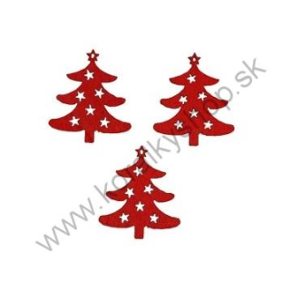 Vianočná dekorácia - stromčeky - červená - 24 ks