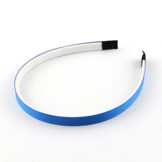 Plastová čelenka s ripsovou stuhou - 10 mm - modrá- 1ks