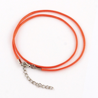 Voskovaná lesklá šnúrka pr. 2 mm so zapínaním - tm. oranžová
