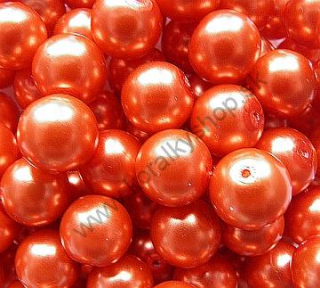 Voskované perly 12mm - oranžové - 4 ks