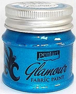 Farba na textil Glamour - modro strieborná - 50 ml