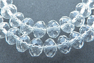 Brúsené korálky s AB - 8 x 6 mm - crystal - 10 ks