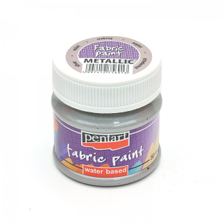 Farba na textil PENTART - metalická - strieborná - 50 ml