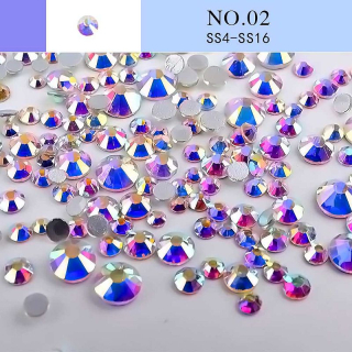 Sklenené brúsené kamienky - mix pr. 1,5 - 4 mm - crystal AB - 300 ks/bal.
