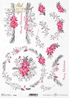 Ryžový papier - A4 - zimné kvety - motív R1482