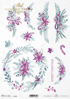 Ryžový papier - A4 - zimné kvety - motív R1478