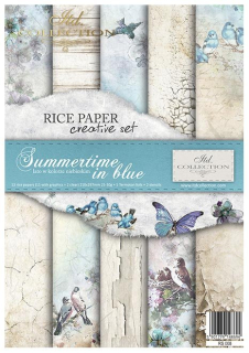 Ryžový papier - A4 - leto v modrom - sada RS 008