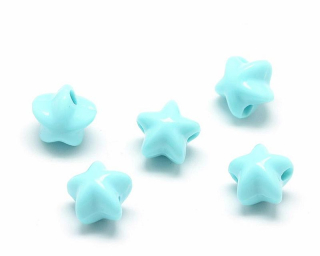Plastová korálka hviezda - priemer 11 mm - modrá - 10 ks