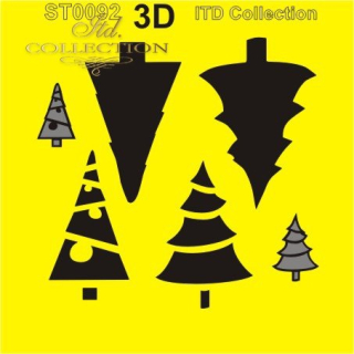 Plastová šablóna - 3D - 16 x 16 cm - vianočný stromček
