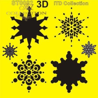 Plastová šablóna - 3D - 16 x 16 cm - snehové vločky