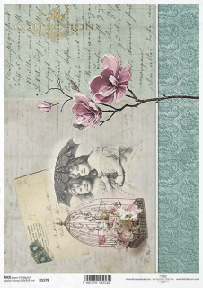 Ryžový papier - A4 - vintage pozadie - motív R1179