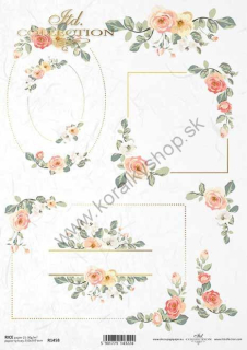 Ryžový papier - A4 - kvetinové rámiky- motív R1458
